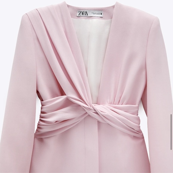 NWT ZARA V-Neck Pink Draped Blazer Dress S Blogger’s Favorite - Picture 14 of 14